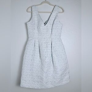 Betsey Johnson Dress Womens Sz 10 Aqua/White Elegant Jacquard Fit&Flare Cocktail